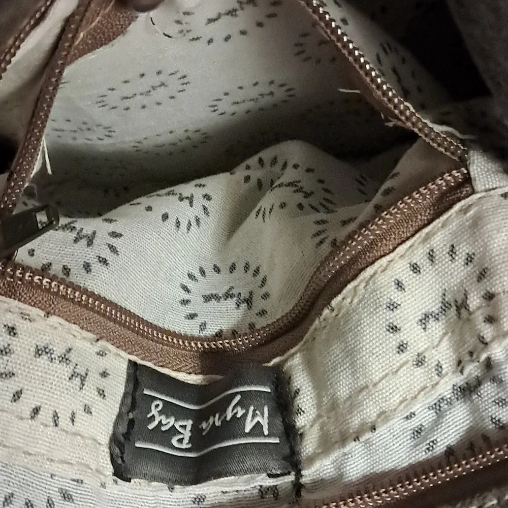 Myra Waco Tribal Cotton Leather Accents Crossbody Tote Bag Festival Boho Hippie